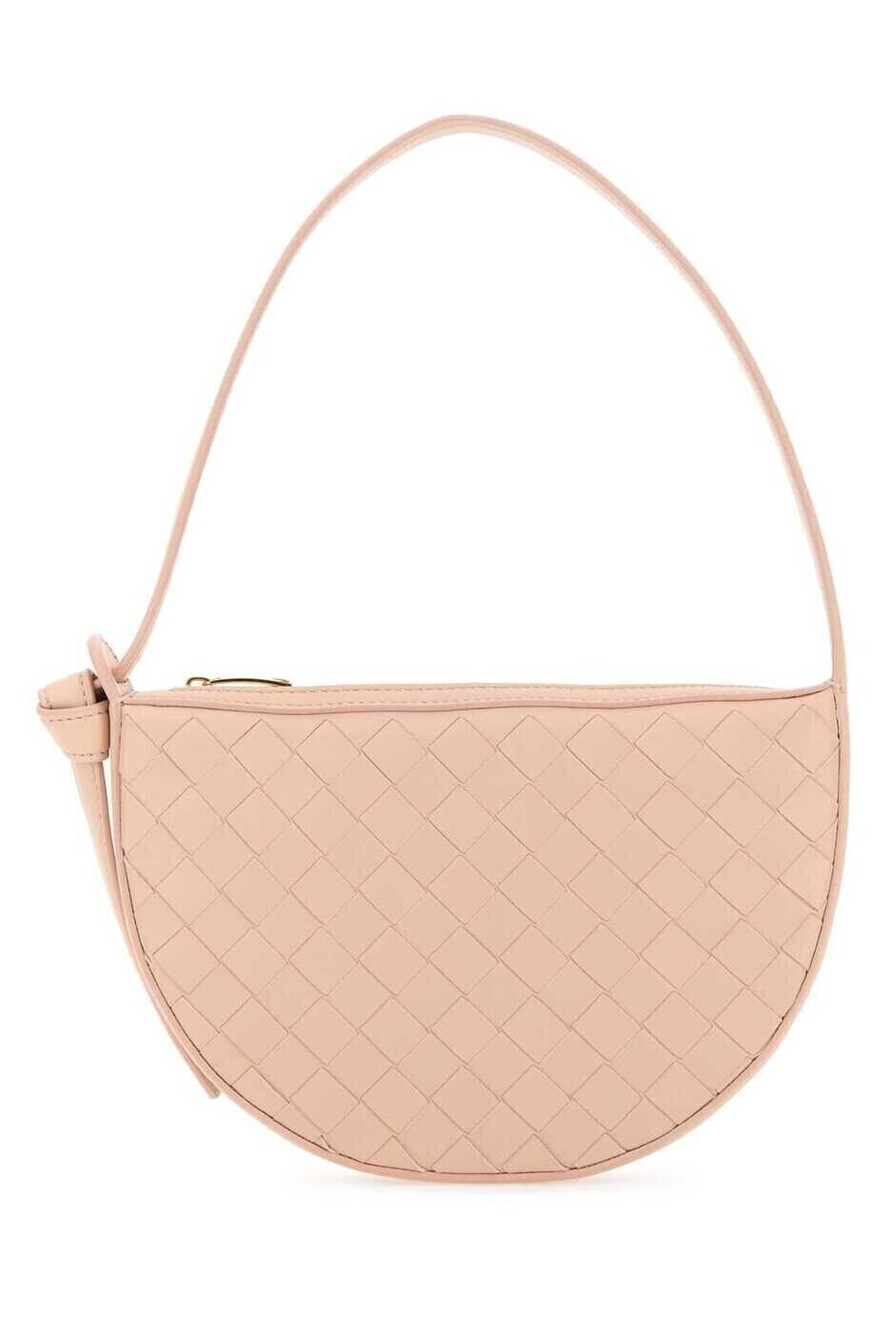 Bottega Veneta Intrecciato Crescent Shoulder Bag Leather Pink